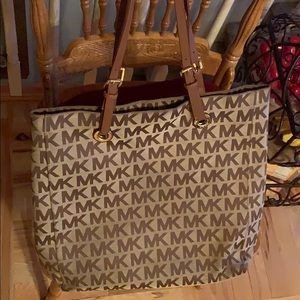 Michael Kors Tan Logo Canvas Tan Tote Bag